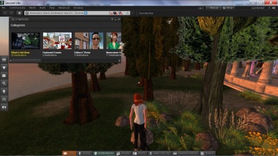 image of outdoor, virtual world scene with various interface elements shown